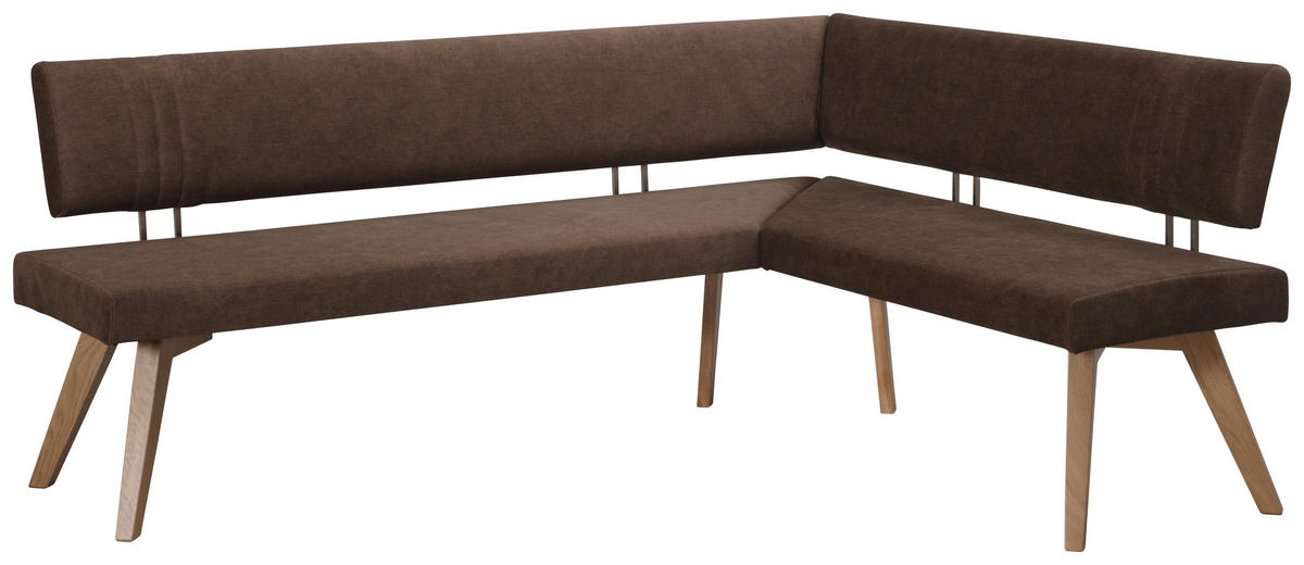 ECKBANK in Holz, Textil Dunkelbraun, Wildeiche  - Wildeiche/Eichefarben, Design, Holz/Textil (180/170cm) - Venda