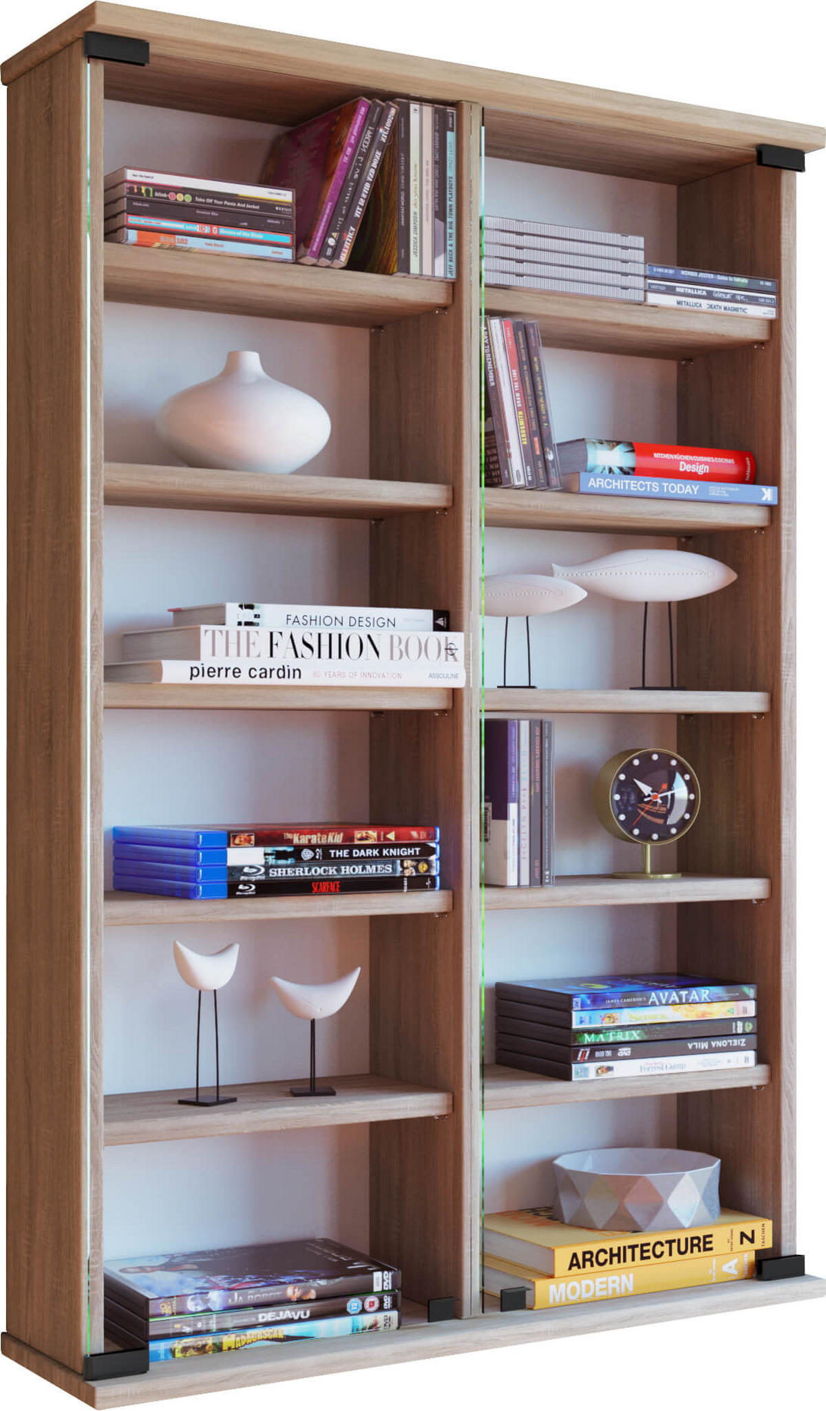 CD-HYLLA 60/91,5/18 cm  - bokfärgad, Klassisk, trämaterial/glas (60/91,5/18cm) - MID.YOU
