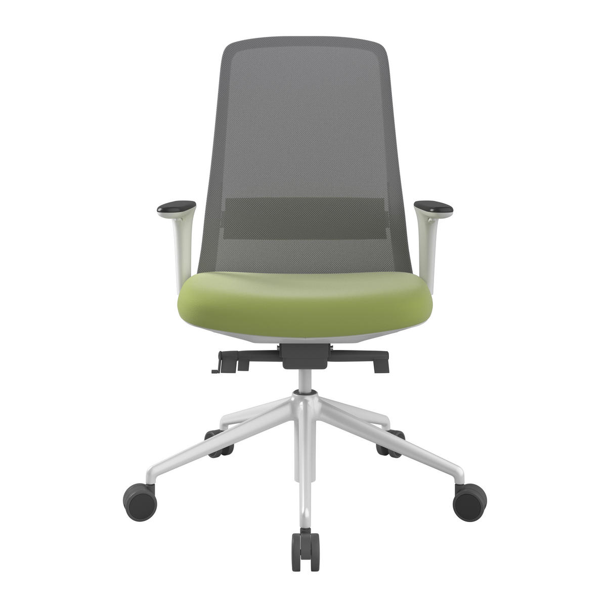 DREHSTUHL Lederlook Grau, Grün, Weiß  - Weiß/Grau, MODERN, Kunststoff/Textil (70/103-115/70cm)