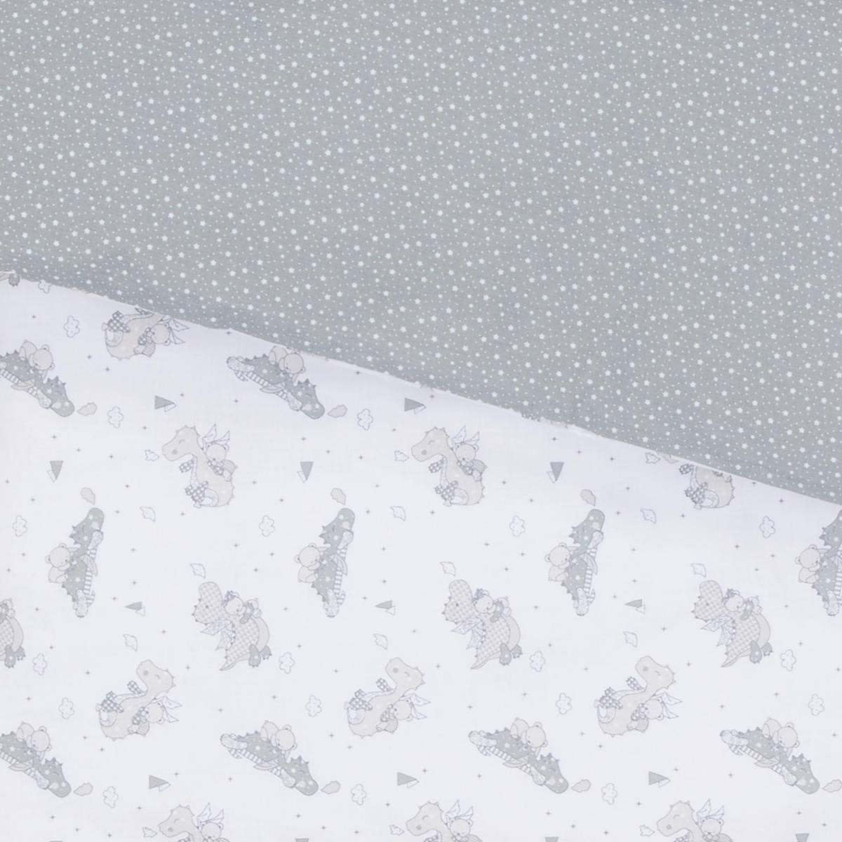 BABYBETTWÄSCHE Kleiner Drache Flachgewebe 80/80 cm  - Weiß/Grau, Basics, Textil (80/80cm) - Patinio