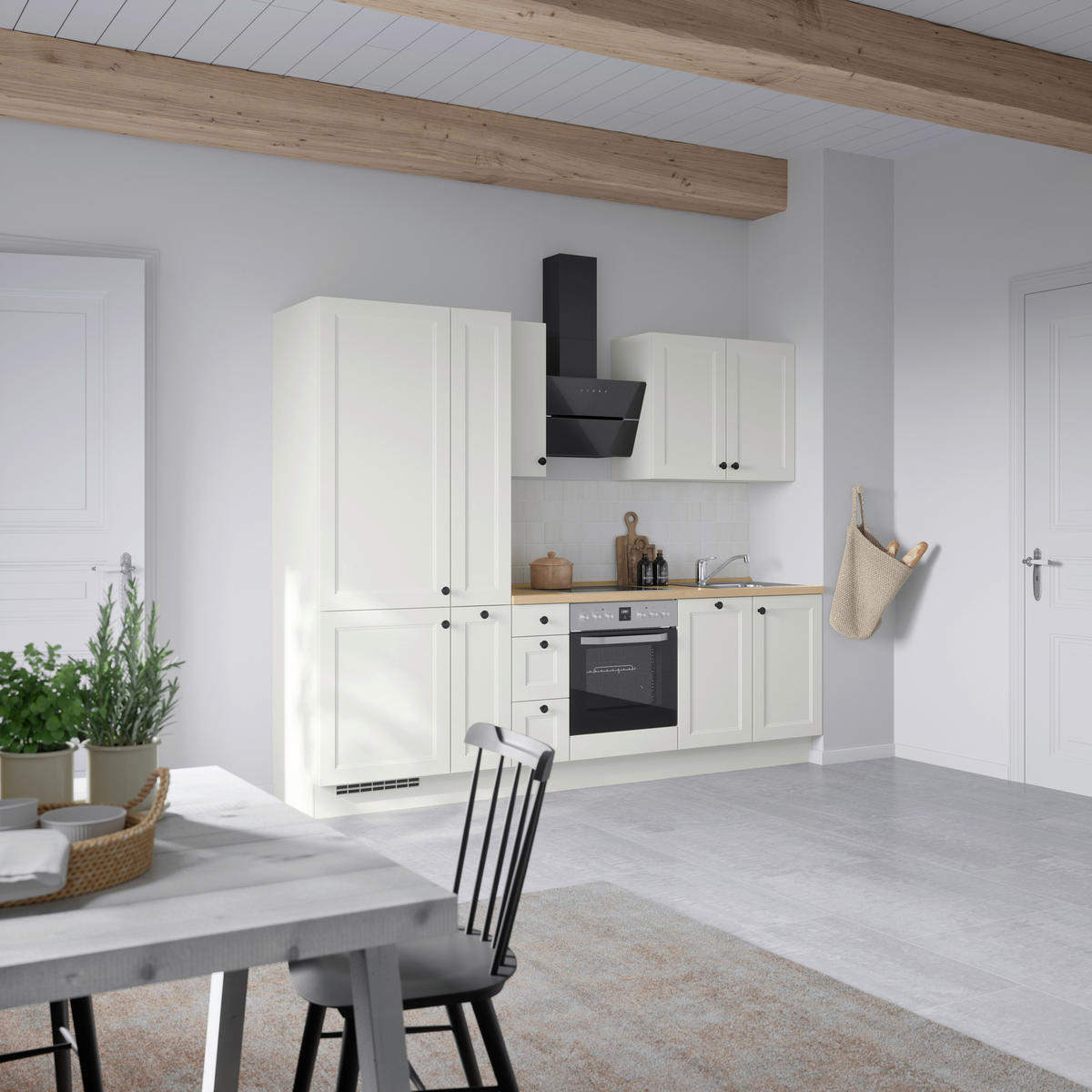 KÜCHENBLOCK Cascada 270 cm  in Weiß, Eichefarben  - Eichefarben/Schwarz, MODERN, Holzwerkstoff/Metall (270cm) - Nobilia