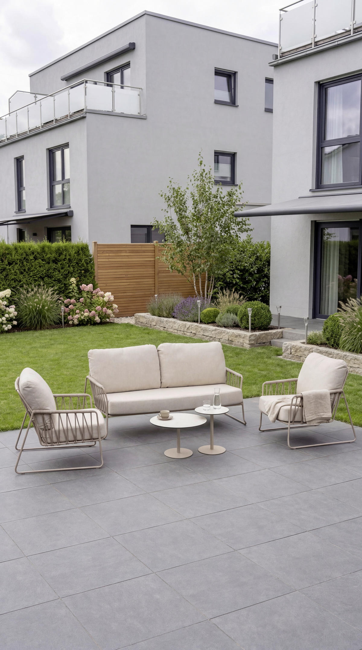LOUNGESOFA  - Champagner/Weiß, MODERN, Textil/Metall (180/83/60cm) - Tierra Outdoor