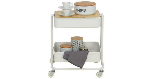 SERVIERWAGEN in Weiß, Eichefarben - Eichefarben/Weiß, Design, Holzwerkstoff/Kunststoff (43/49,5/35cm) - Carryhome