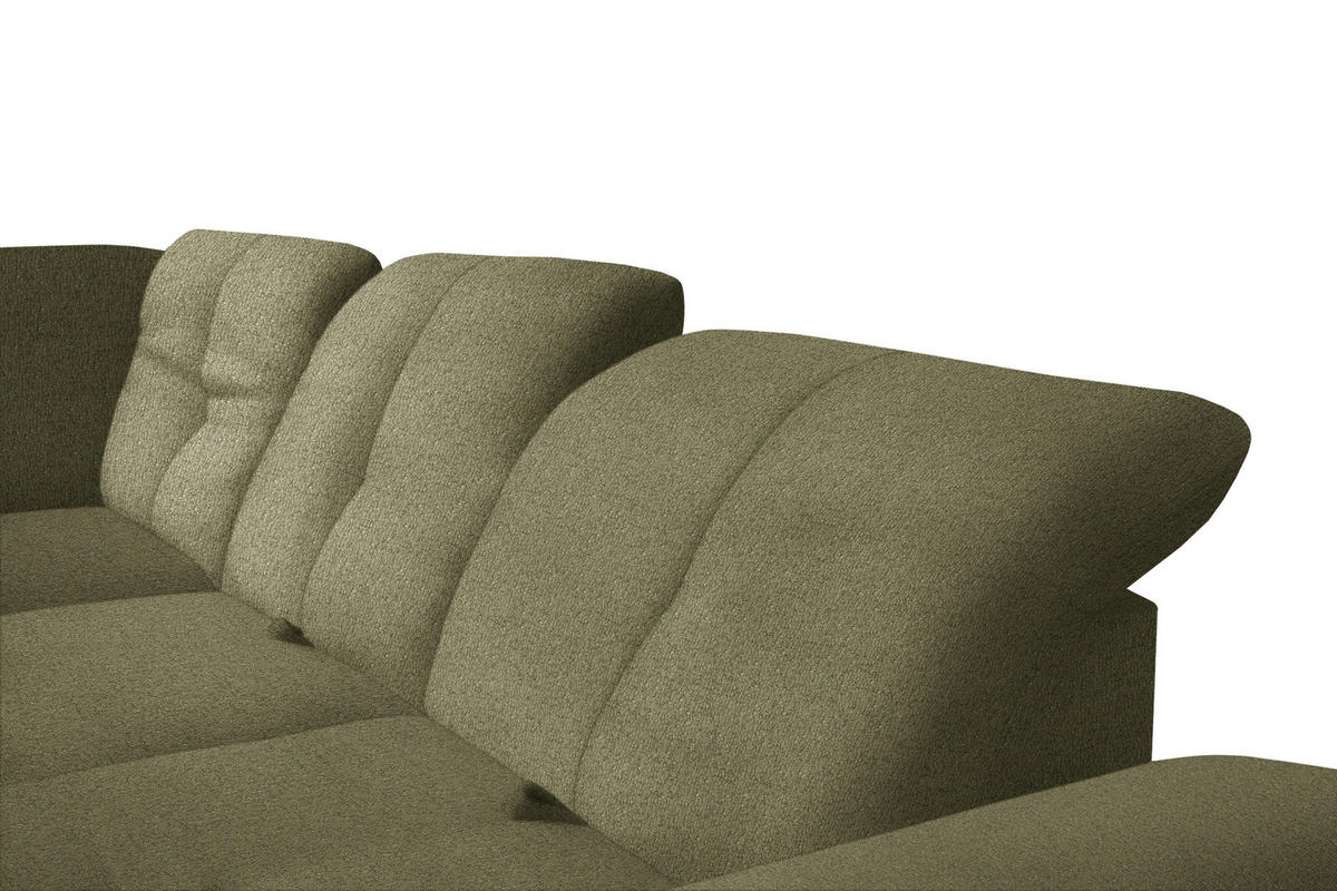 ECKSOFA in Flachgewebe Olivgrün  - Schwarz/Olivgrün, Design, Textil/Metall (313/242cm) - Xora