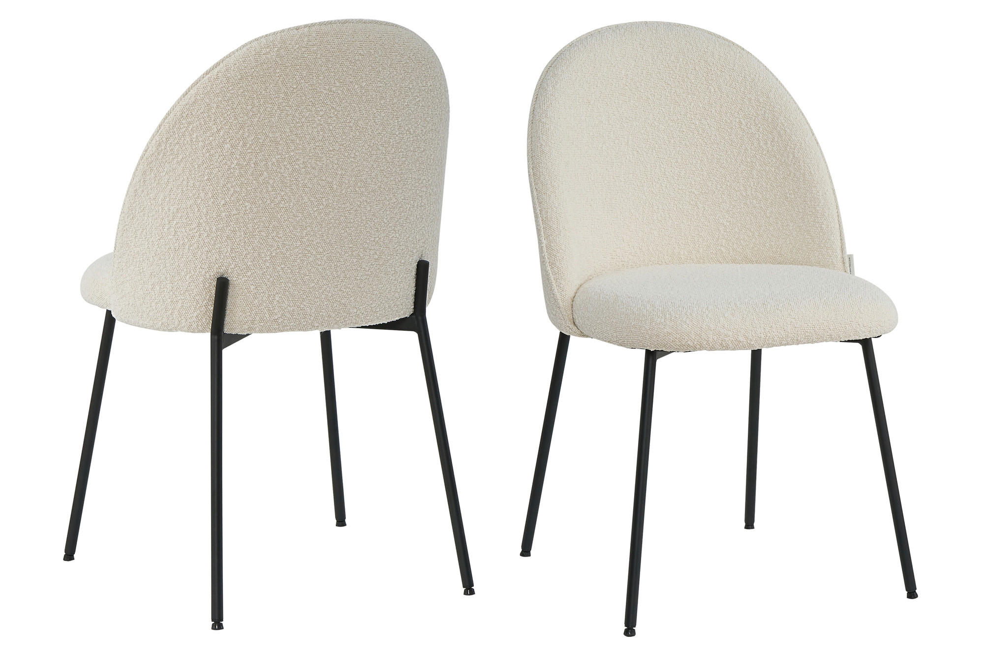 STUHL-SET 2 Stück  Bouclé  Schwarz, Beige  - Beige/Schwarz, MODERN, Textil/Metall (49,5/84/47,5cm) - MID.YOU