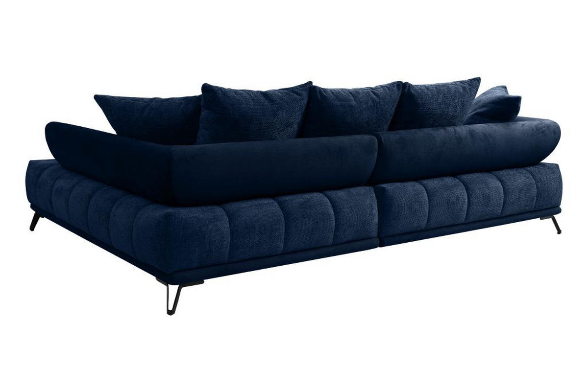 ECKSOFA in Chenille Dunkelblau  - Schwarz/Dunkelblau, Modern, Textil/Metall (262/184cm) - MID.YOU