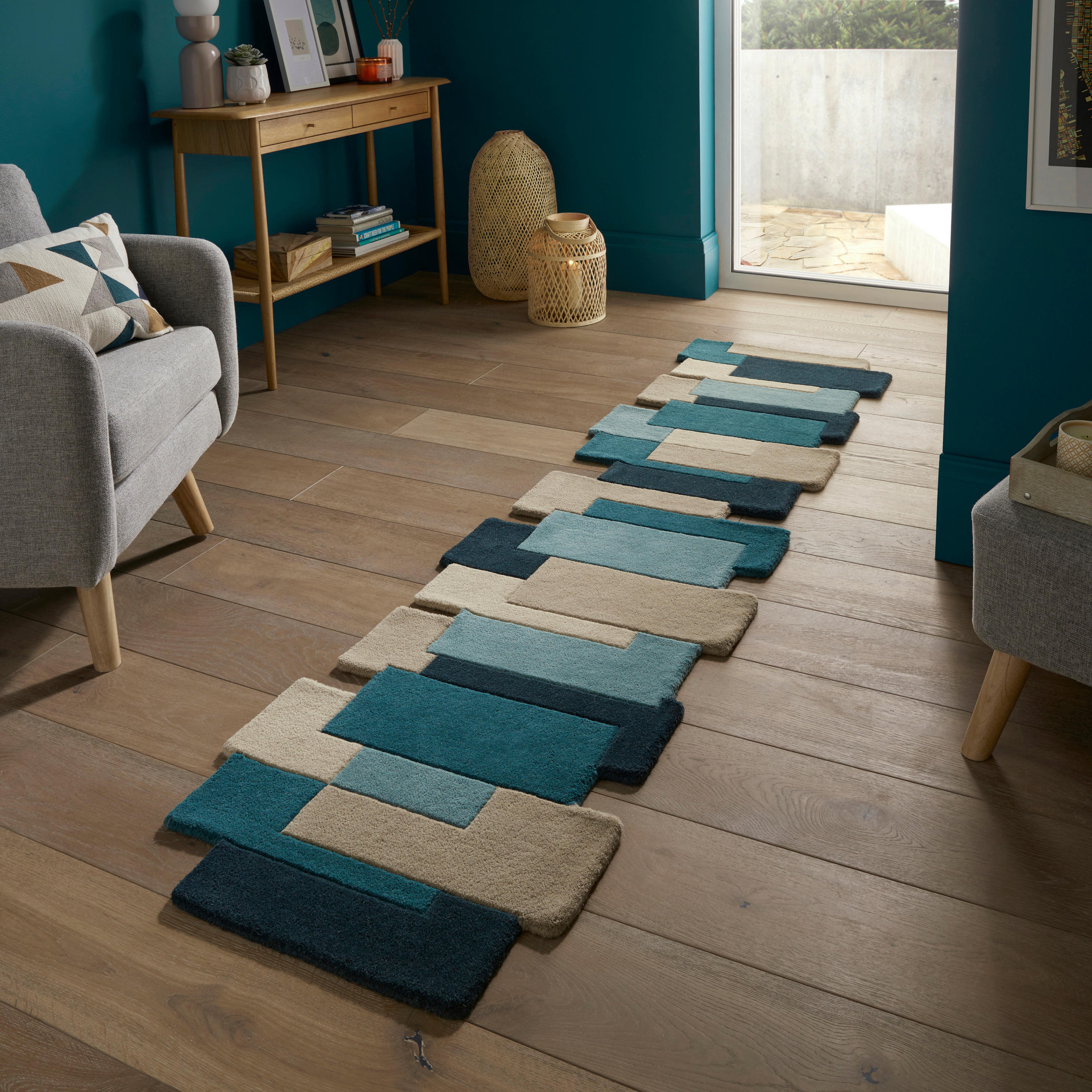 WOLLTEPPICH 230/60 cm Petrol  - Petrol, Basics, Textil (230/60cm) - Xora