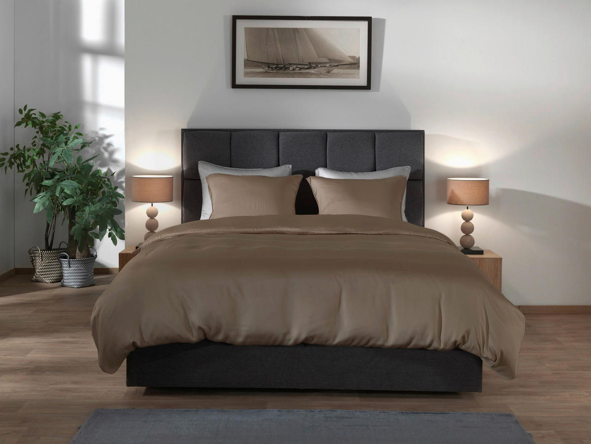 BETTWÄSCHE 2-teilig Suite-New-York Makosatin 135/200 cm  - Taupe, Basics, Textil (135/200cm)