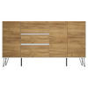 SIDEBOARD Posseik Industrial 177/93,6/42 cm 3 Schublade(n)  - Eichefarben/Weiß Hochglanz, Design, Holzwerkstoff/Metall (177/93,6/42cm) - P & B