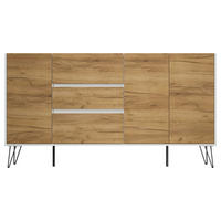 SIDEBOARD Posseik Industrial 177/93,6/42 cm 3 Schublade(n)  - Eichefarben/Weiß Hochglanz, Design, Holzwerkstoff/Metall (177/93,6/42cm) - P & B