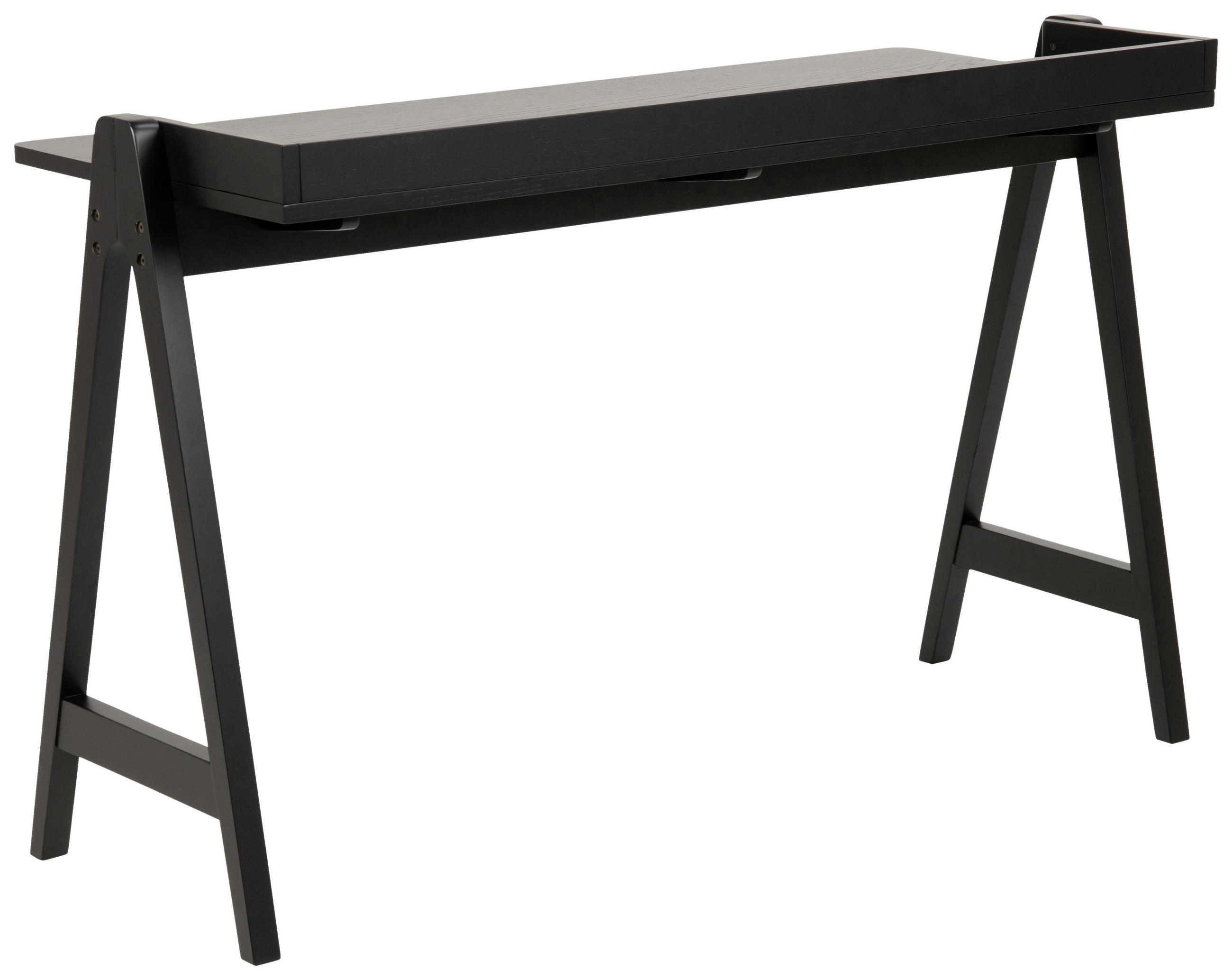 KONSOLENTISCH Eiche, Kautschukholz furniert, massiv Schwarz  - Schwarz, KONVENTIONELL, Holz (126,6/51,6/80cm) - Ambia Home