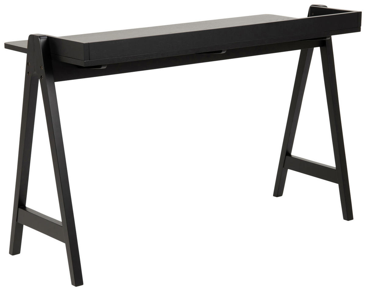 KONSOLENTISCH Eiche, Kautschukholz furniert, massiv Schwarz  - Schwarz, KONVENTIONELL, Holz (126,6/51,6/80cm) - Ambia Home