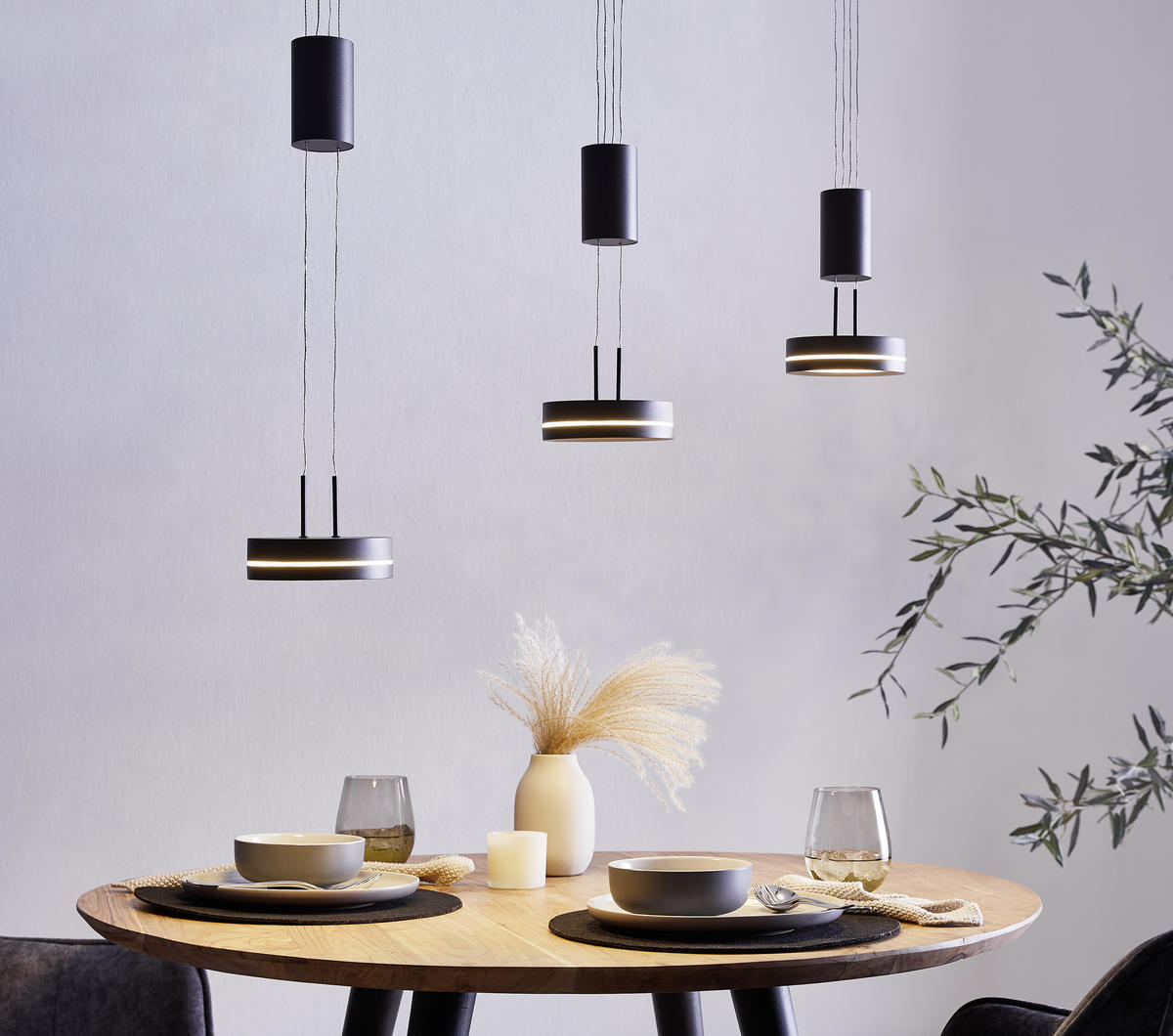SUSPENSION LED 85/14/180 cm    - Weiss/Anthrazit, Lifestyle, Kunststoff/Metall (85/14/180cm)