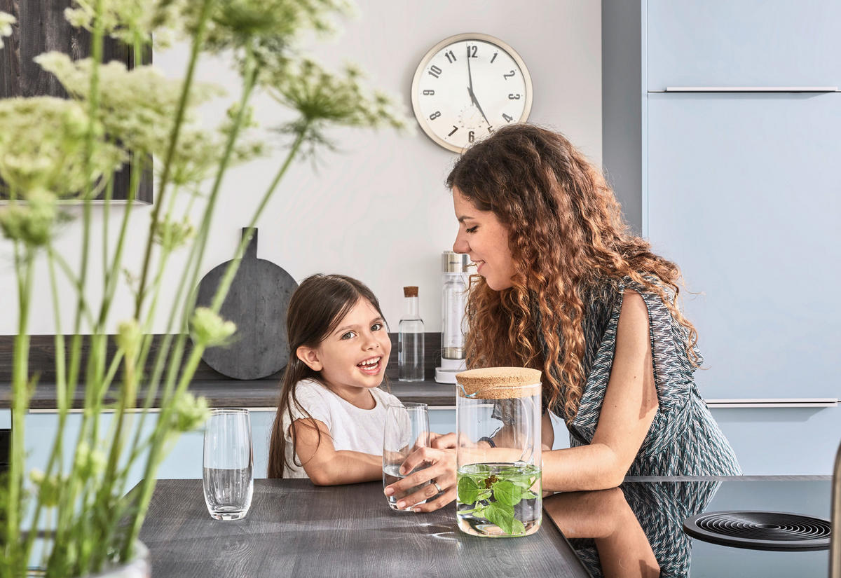 EINBAUKÜCHE   - Pastellblau, Design, Holzwerkstoff - Xora