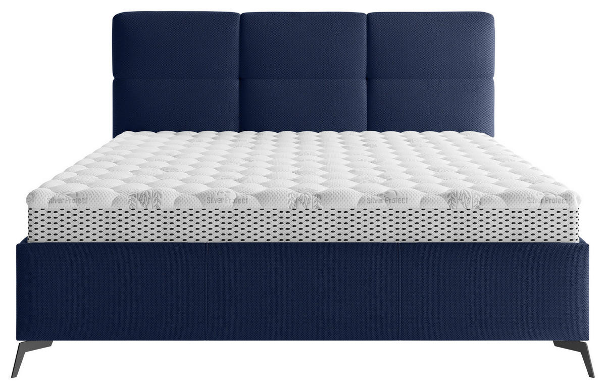 POLSTERBETT gepolstertes Kopfteil, Lattenrost 140/200 cm  in Dunkelblau  - Schwarz/Bronzefarben, MODERN, Holz/Textil (140/200cm) - Boxxx