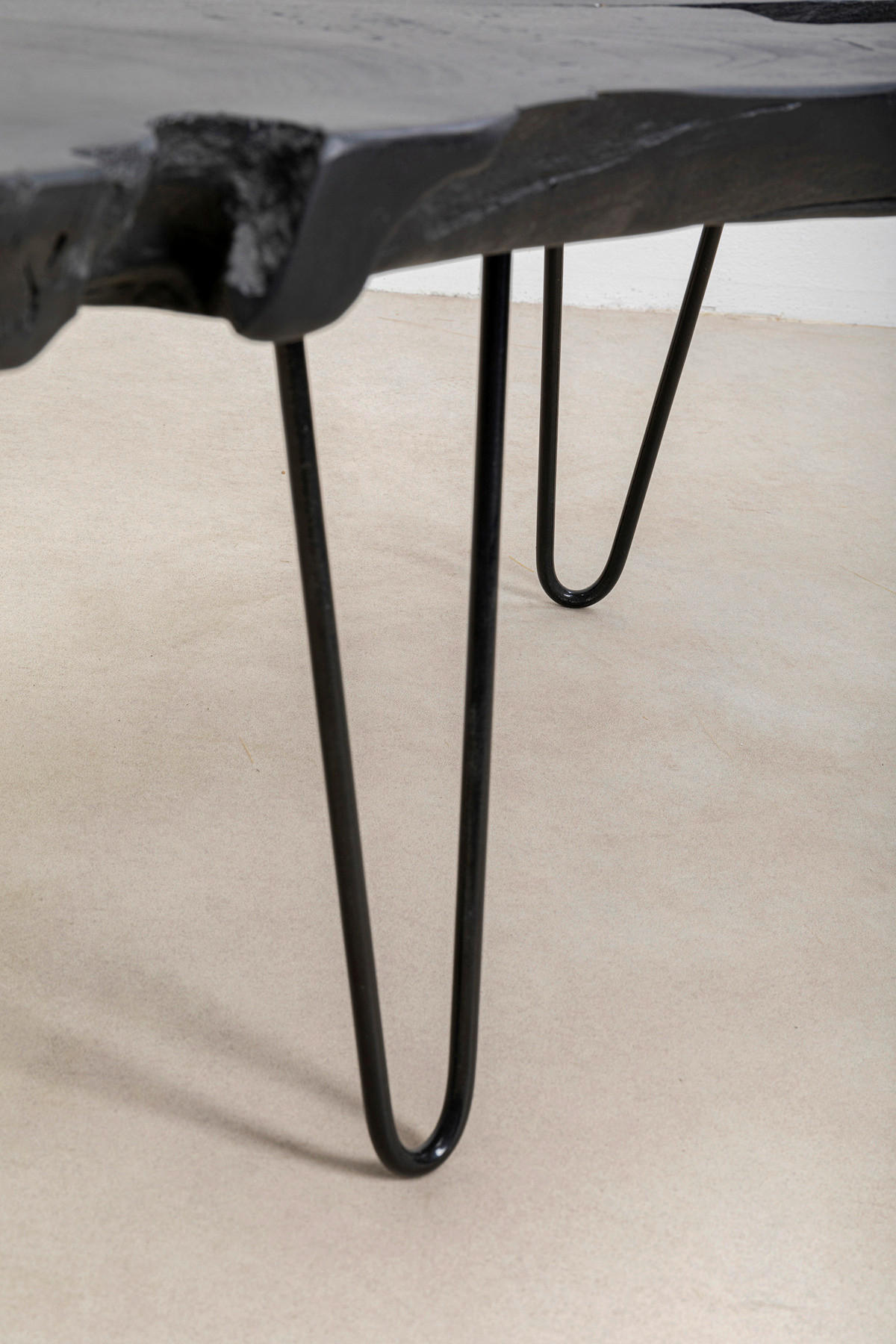 COUCHTISCH Teakholz massiv 100/40/40 cm Freiform Schwarz - Schwarz, Design, Holz/Metall (100/40/40cm) - Kare-Design