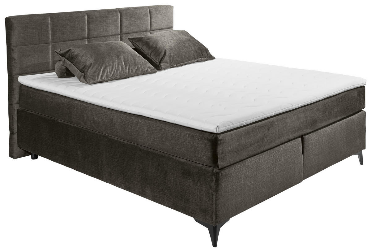 BOXSPRINGBETT 180/200 cm  in Anthrazit  - Anthrazit/Schwarz, Design, Holzwerkstoff/Kunststoff (180/200cm) - Xora