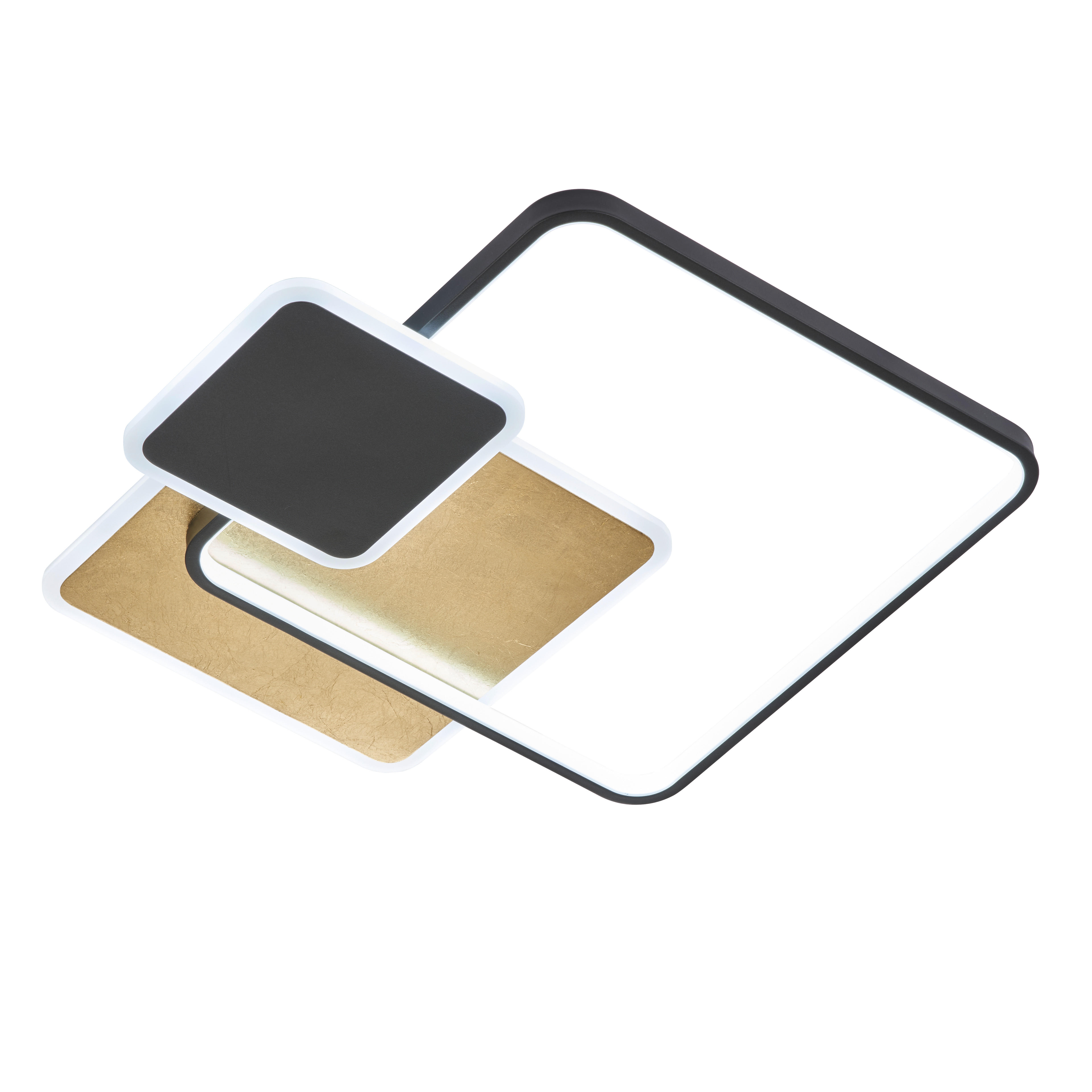 LED-DECKENLEUCHTE    52,5/52,5/10 cm  - Weiss/Goldfarben, Design, Kunststoff/Metall (52,5/52,5/10cm) - Fischer & Honsel