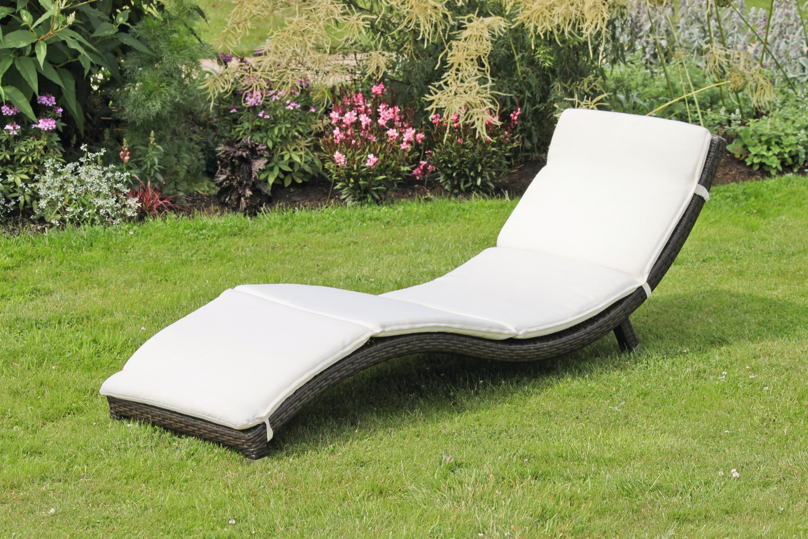 SONNENLIEGE 59/62/185 cm  - Creme/Hellgrau, MODERN, Kunststoff/Textil (59/62/185cm) - Gardenson