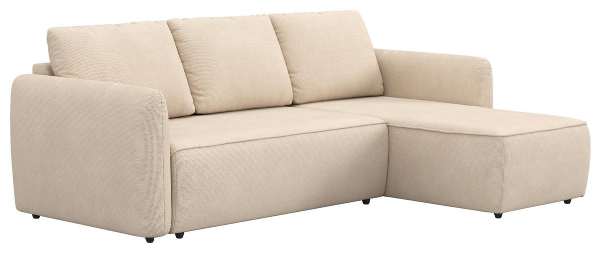 ECKSOFA Chenille Naturfarben  - Schwarz/Naturfarben, Trend, Kunststoff/Textil (239/170cm) - MID.YOU