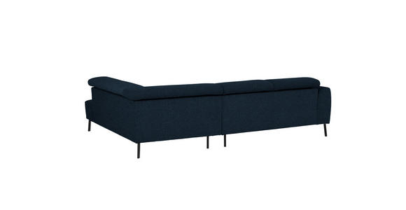 ECKSOFA in Chenille Dunkelblau  280/205 cm  - Schwarz/Dunkelblau, Design, Textil/Metall (280/205cm) - Xora