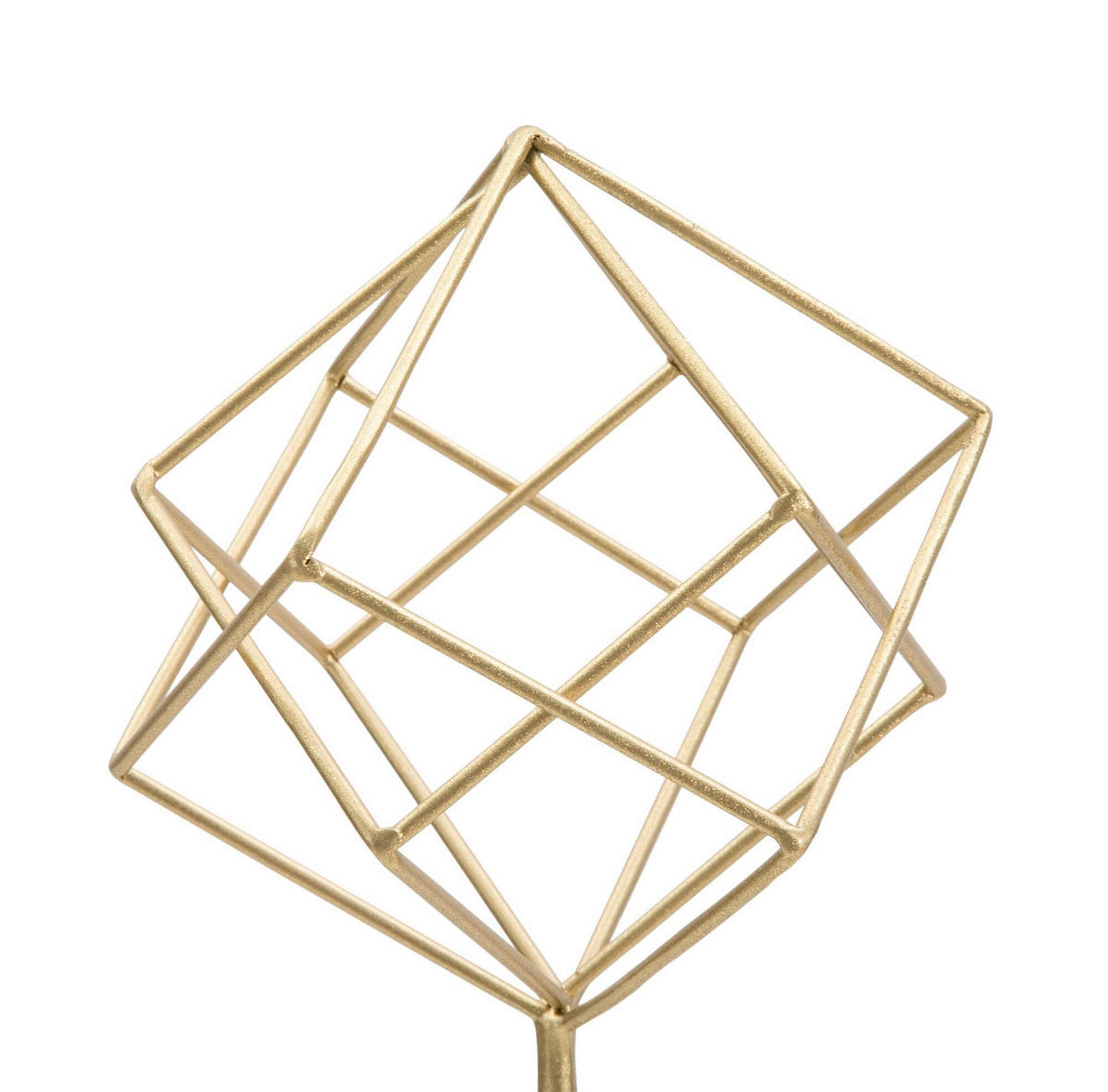 Skulptur Decor Cube - Goldfarben/Weiß, Basics, Stein/Metall (16/52.5/18cm)