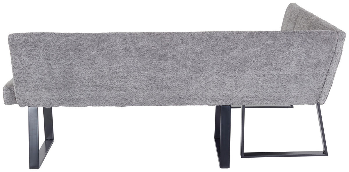 ECKBANK 150/190 cm Leinenoptik Grau   - Schwarz/Grau, MODERN, Textil/Metall (150/190cm) - MID.YOU