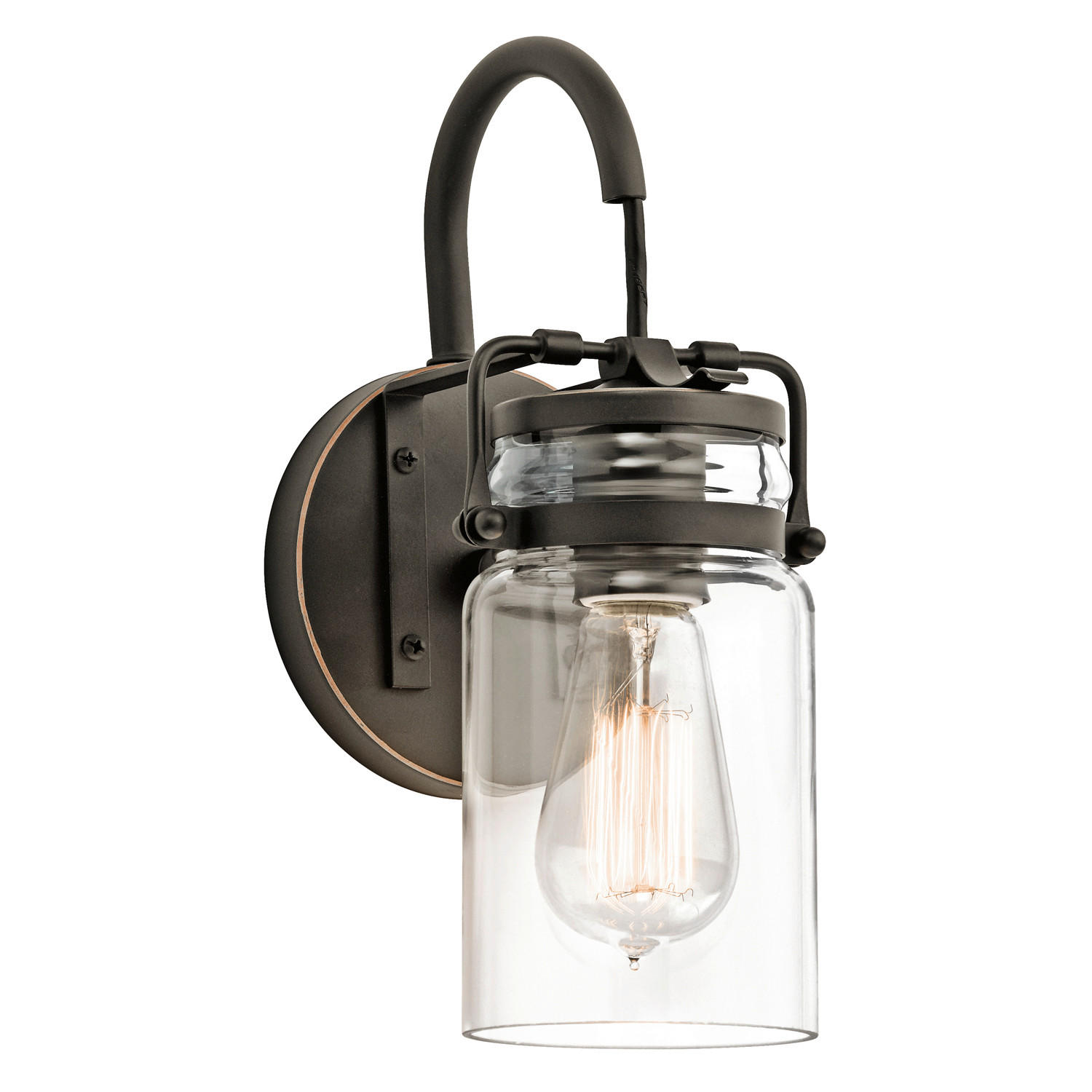 WANDLEUCHTE Brinley 15,9/12,7/29,2 cm   - Bronzefarben, Design, Glas/Metall (15,9/12,7/29,2cm) - Elstead Lighting