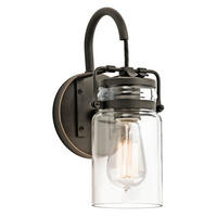 WANDLEUCHTE Brinley 15,9/12,7/29,2 cm   - Bronzefarben, Design, Glas/Metall (15,9/12,7/29,2cm) - Elstead Lighting