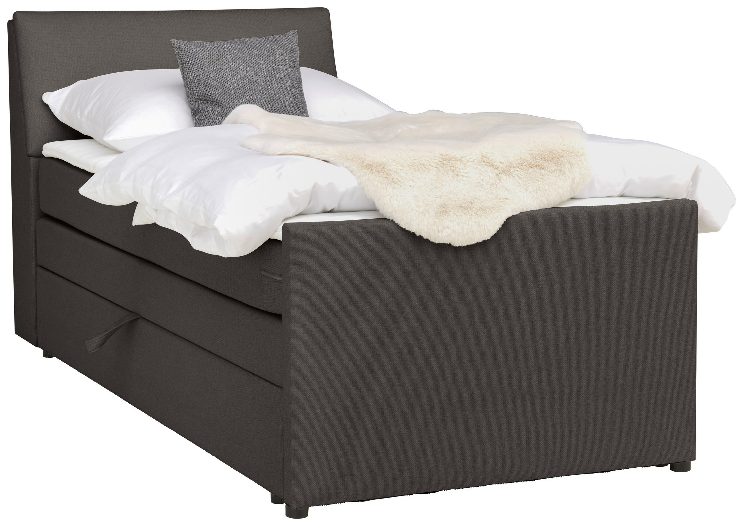 BOXSPRINGBETT 100/200 cm  in Graphitfarben  - Graphitfarben/Schwarz, MODERN, Holz/Textil (100/200cm) - MID.YOU