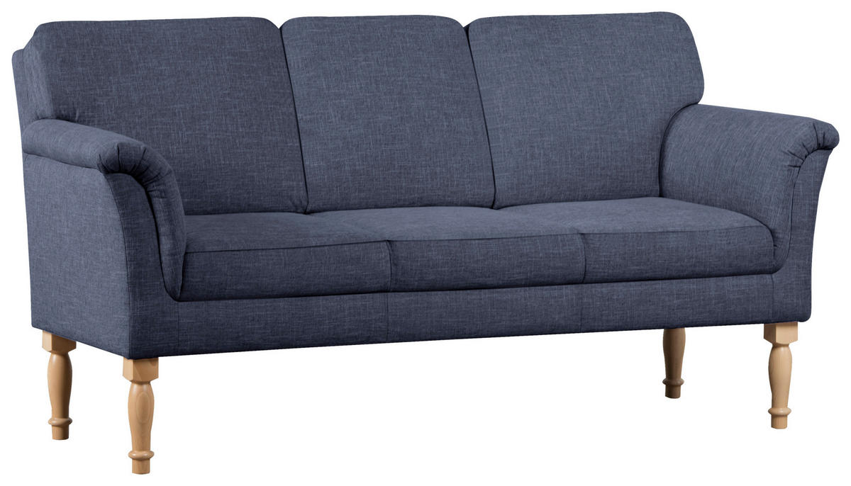 KÜCHENSOFA  in Flachgewebe Blau   - Blau/Naturfarben, ROMANTIK / LANDHAUS, Holz/Textil (186/96/80cm) - Sit & More