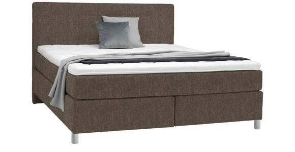 BOXSPRINGBETT 160/200 cm in Braun - Chromfarben/Braun, KONVENTIONELL, Kunststoff/Textil (160/200cm) - Voleo