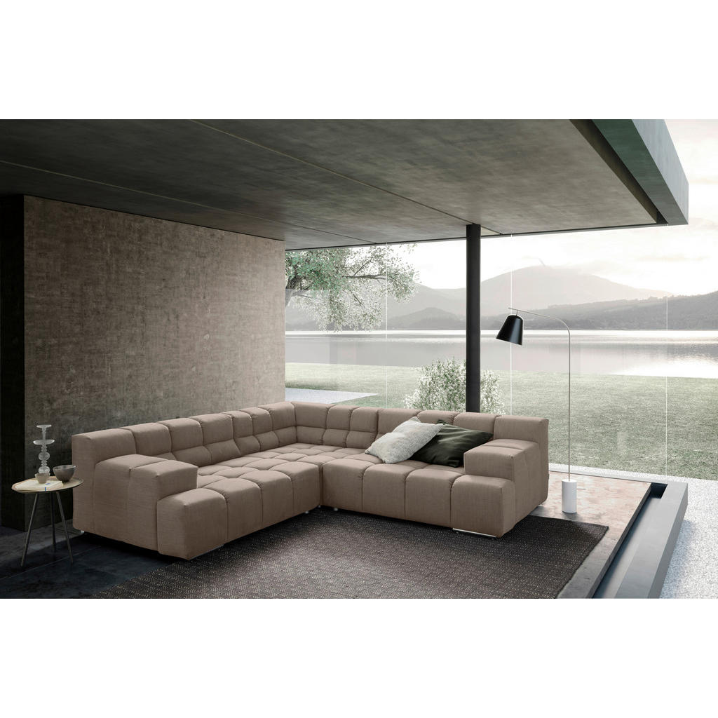 Thumbnail - Designwerk Ecksofa, Hellbraun, Textil, 4-Sitzer, L-Form, 257x257 cm, Made in EU, Wohnzimmer, Sofas & Couches, Wohnlandsc...