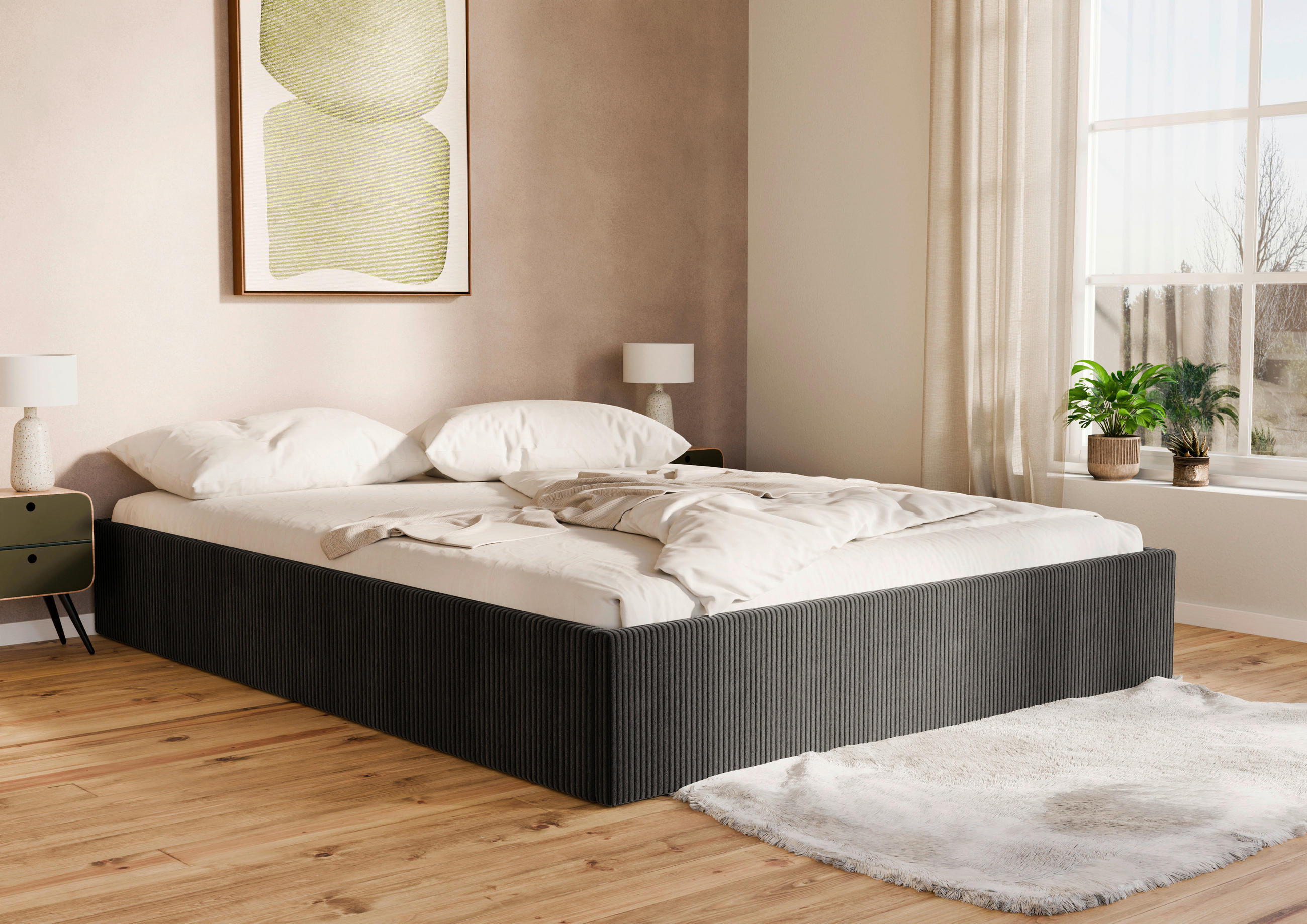 Boxxx Polsterbett Schwarz 140x200 cm