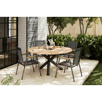 GARTENTISCH Holz, Metall rund  - Schwarz/Naturfarben, MODERN, Holz/Metall (150/75/150cm) - Ambia Garden