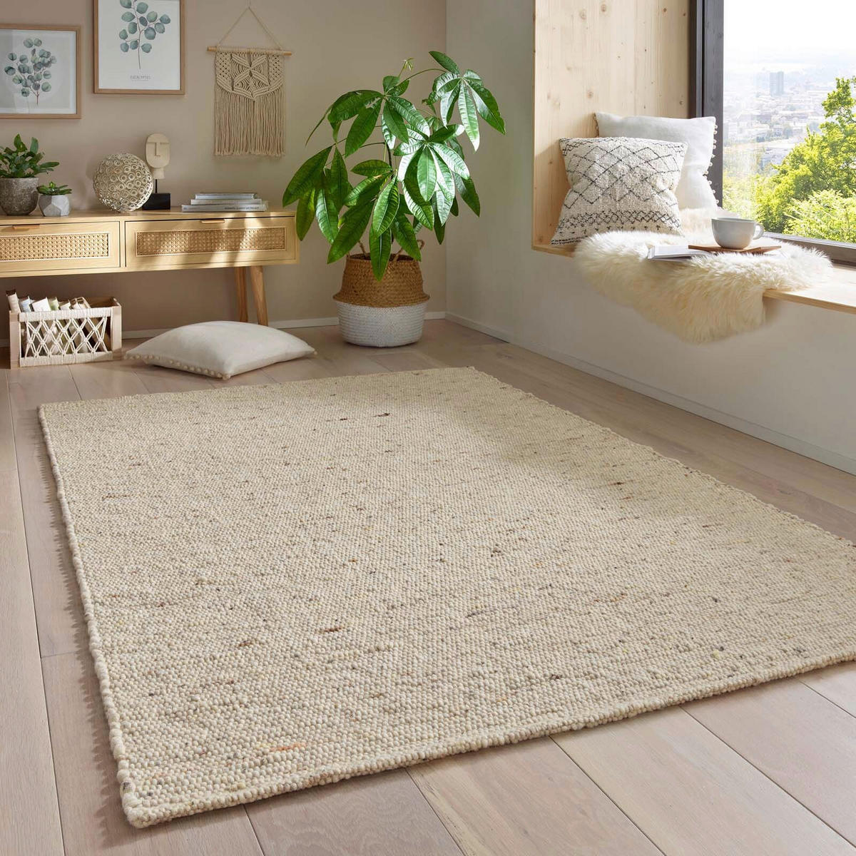 HANDWEBTEPPICH 130/190 cm Beige rechteckig  - Beige, KONVENTIONELL, Textil (130/190cm) - Linea Natura