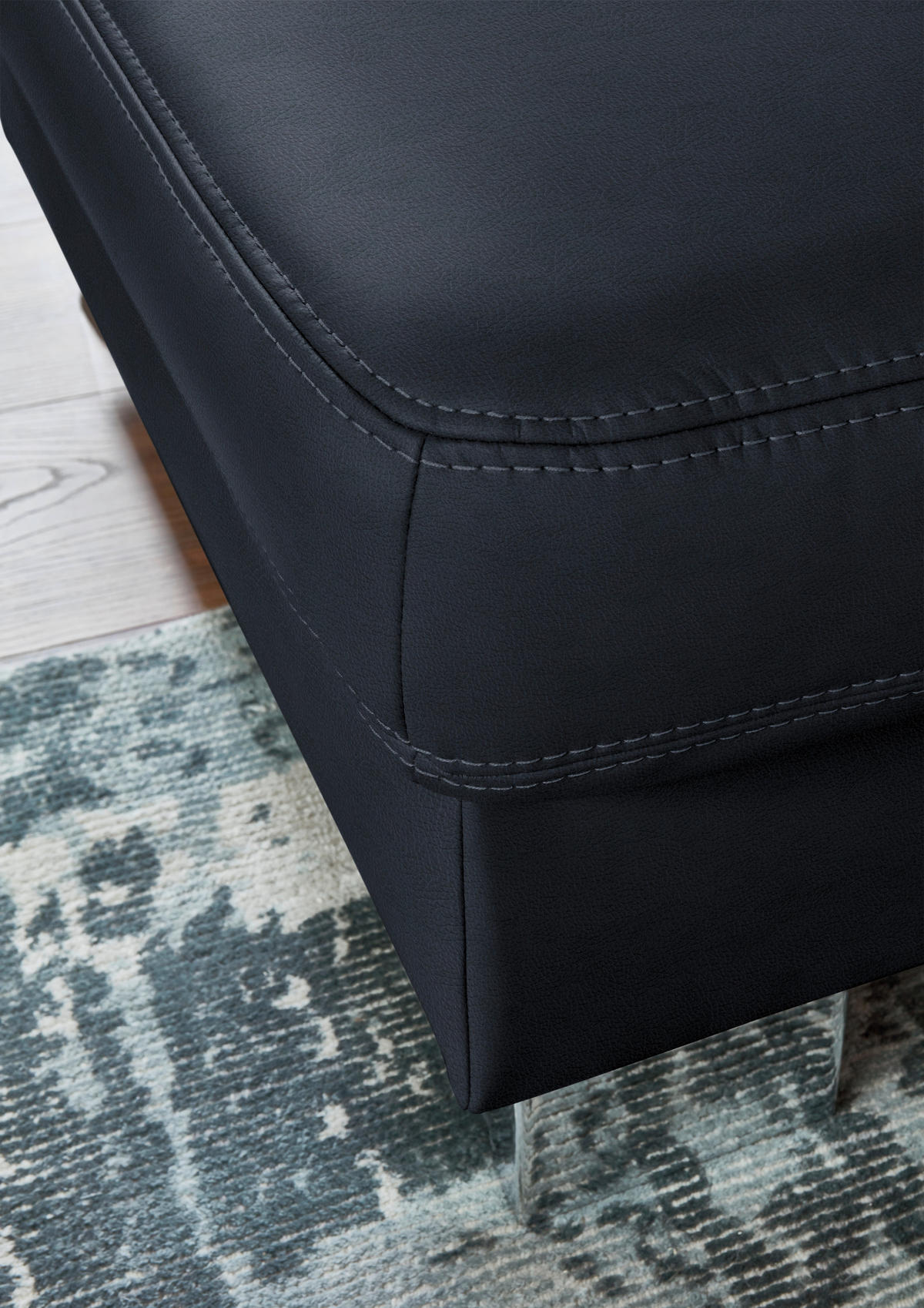 ECKSOFA  in Echtleder Dunkelblau  235/248 cm  - Alufarben/Dunkelblau, Design, Leder/Metall (235/248cm) - Beldomo Premium