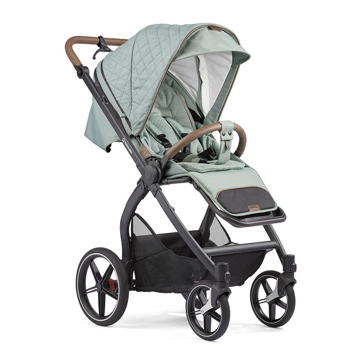 KOMBIKINDERWAGEN  FX4 Swing Set mit Handbremse  Mint  - Schwarz/Mintgrün, Basics, Textil (100/55/130cm) - Gesslein