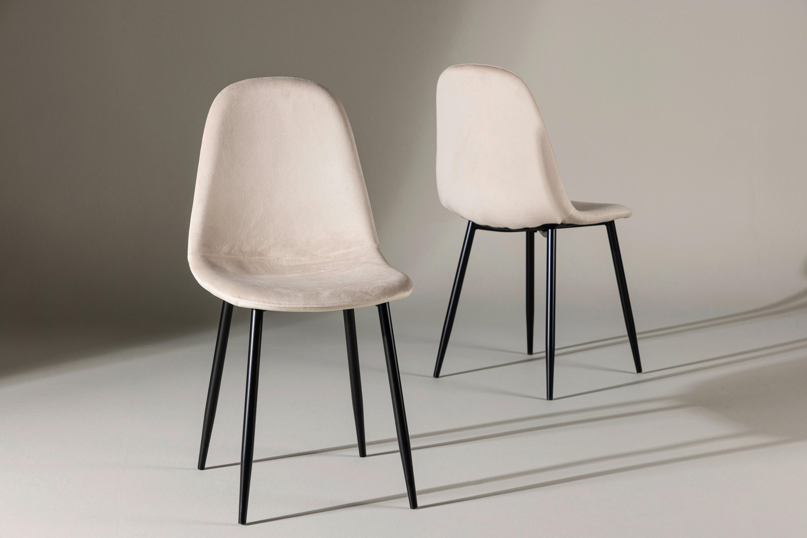 STOLSET 2 styck stål sammet  - beige/svart, Design, metall/textil (44/88/53cm) - Livetastic