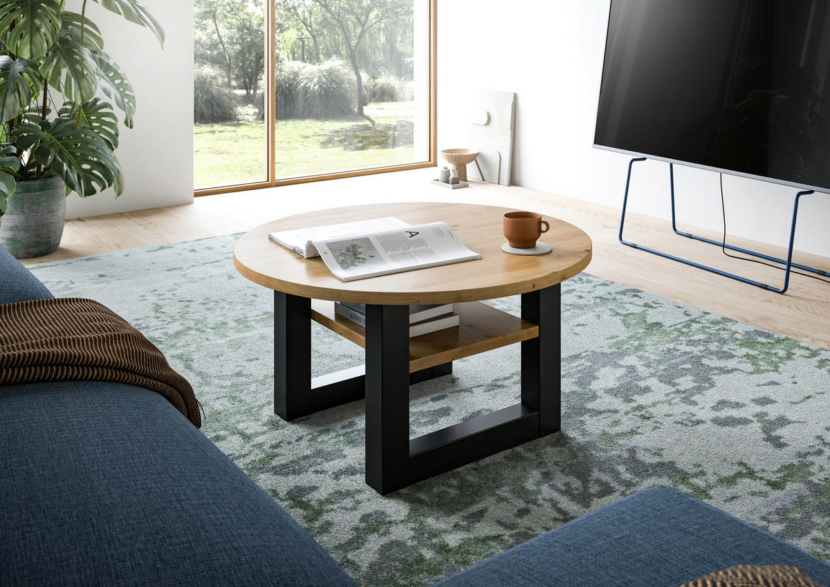 COUCHTISCH rund Eiche Artisan  - Eiche Artisan/Grau, Design, Holzwerkstoff (75/42/75cm) - Livetastic