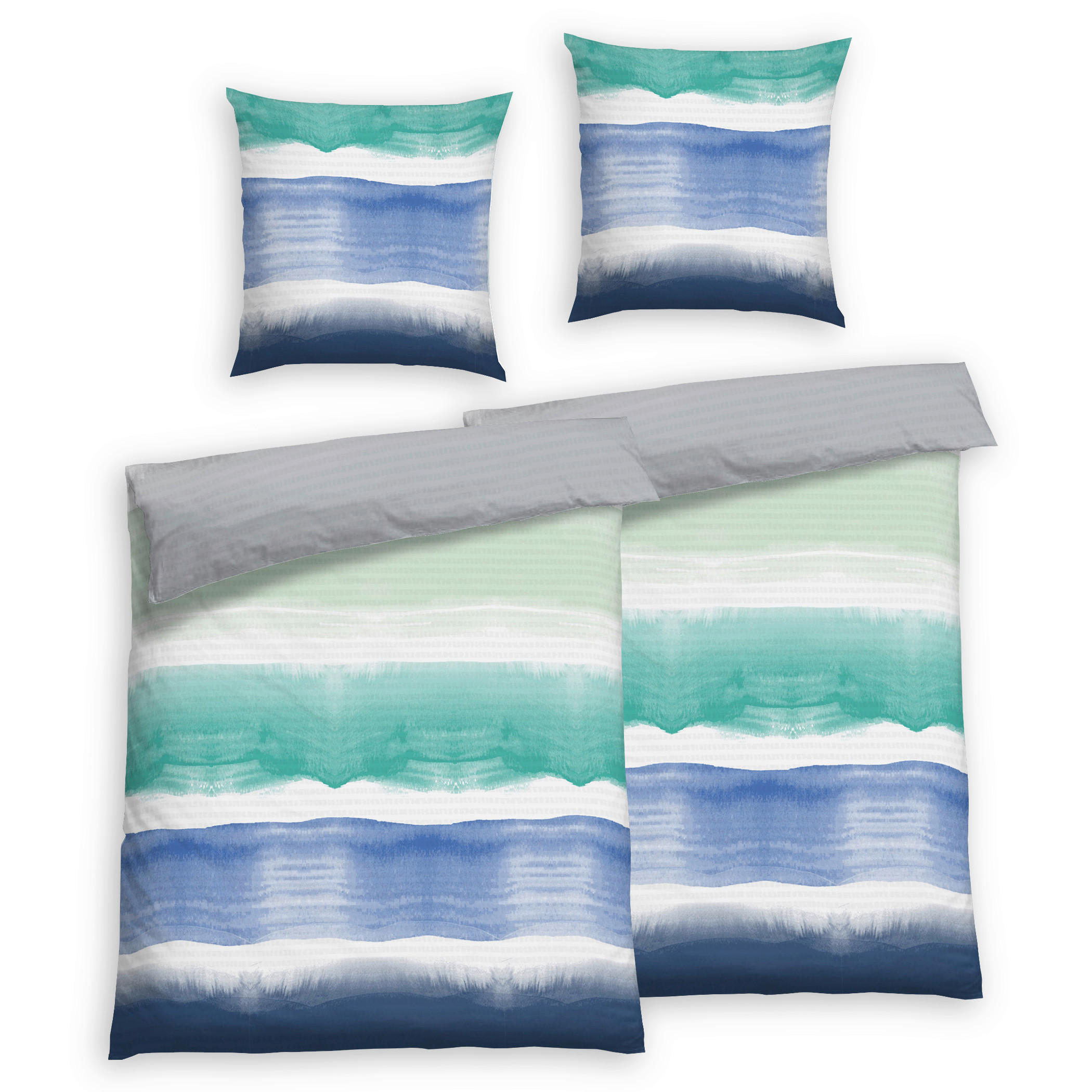 Bettwäsche 2er Set 4-teilig Seersucker 135/200 cm  - Blau, Basics, Textil (135/200cm) - Florella