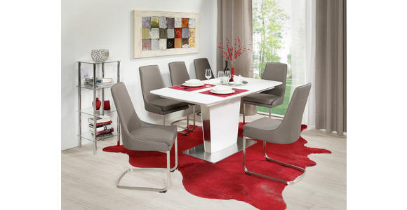 ESSTISCH in Metall, Glas, Holzwerkstoff 160-210/90/76 cm - Edelstahlfarben/Weiß, Design, Glas/Holzwerkstoff (160-210/90/76cm) - Novel