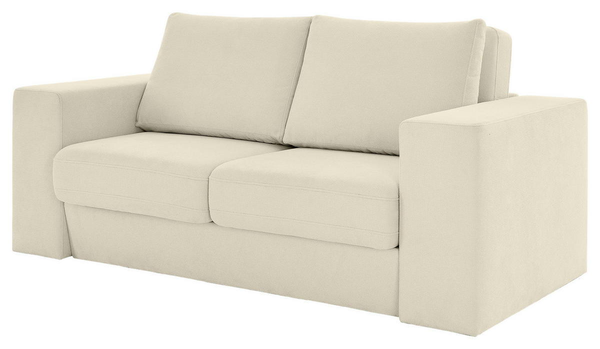 VIERSITZER-SOFA inkl. Hocker LOOKS V-1 Webstoff Creme  - Eichefarben/Creme, Design, Holz/Textil (252/96/107cm) - LOOKS by W.Joop