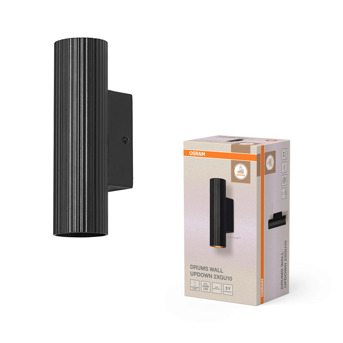 WANDLEUCHTE 5.5/8.5/20 cm   - Basics, Metall (5.5/8.5/20cm) - Osram