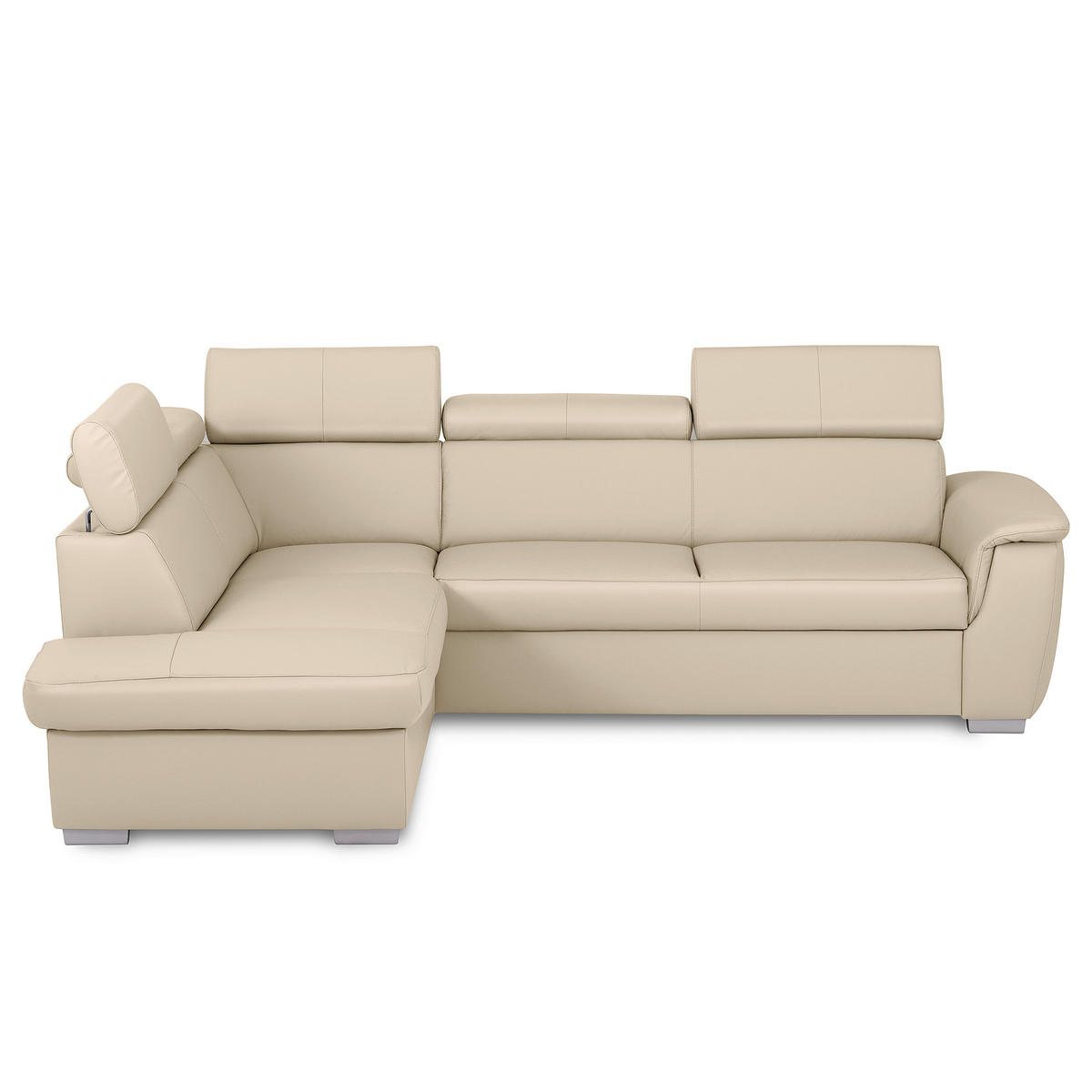 WOHNLANDSCHAFT  in Kombination Echtleder/Lederlook Grau  - Grau, Leder/Metall (211/262cm) - Celina Home
