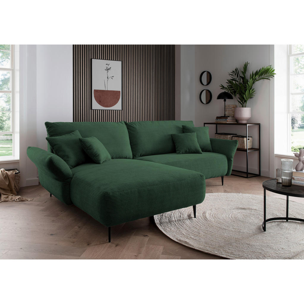 Thumbnail - Livetastic Ecksofa, Dunkelgrün, Textil, 4-Sitzer, Füllung: Schaumstoff, seitenverkehrt montierbar, L-Form, 264-302x178 c...