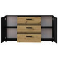 SIDEBOARD Schwarz, Eiche Artisan Einlegeböden, Türdämpfer  - Schwarz/Eiche Artisan, KONVENTIONELL, Holzwerkstoff/Kunststoff (150/78,9/38,5cm) - Carryhome