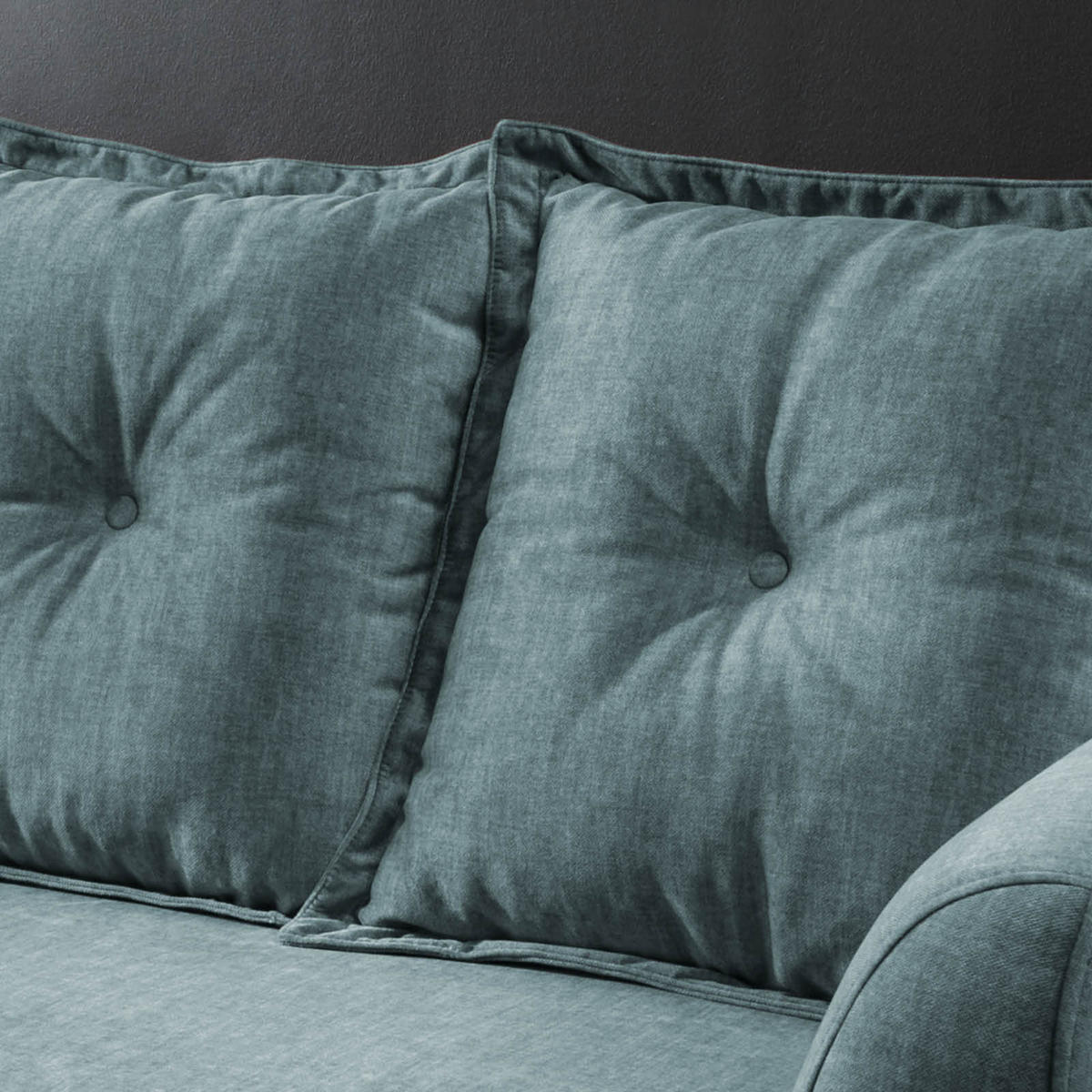 3-SITZER-SOFA Velours Blau  - Blau/Buchefarben, MODERN, Holz/Textil (236/94/103cm) - Livetastic