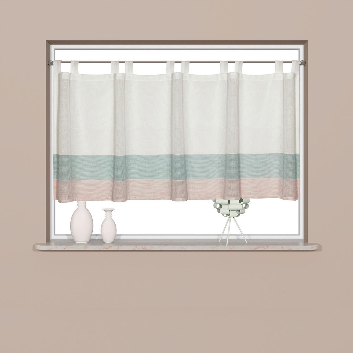 KURZGARDINE   140/50 cm   - Hellrosa/Weiß, Basics, Textil (140/50cm)
