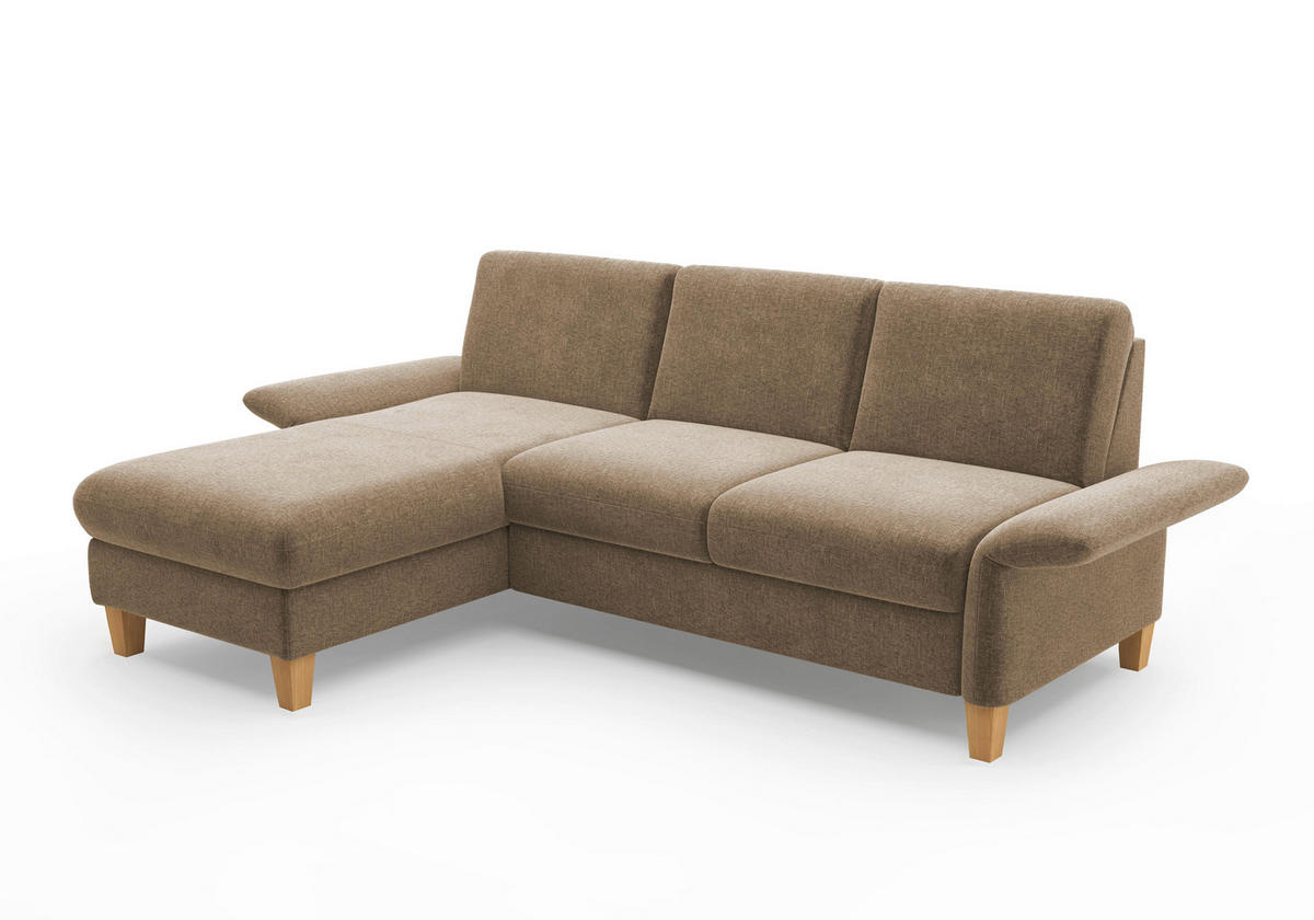 ECKSOFA ROCHELLE E Hellbraun Flachgewebe  - Hellbraun/Eichefarben, KONVENTIONELL, Holz/Textil (164/251cm) - Sit & More